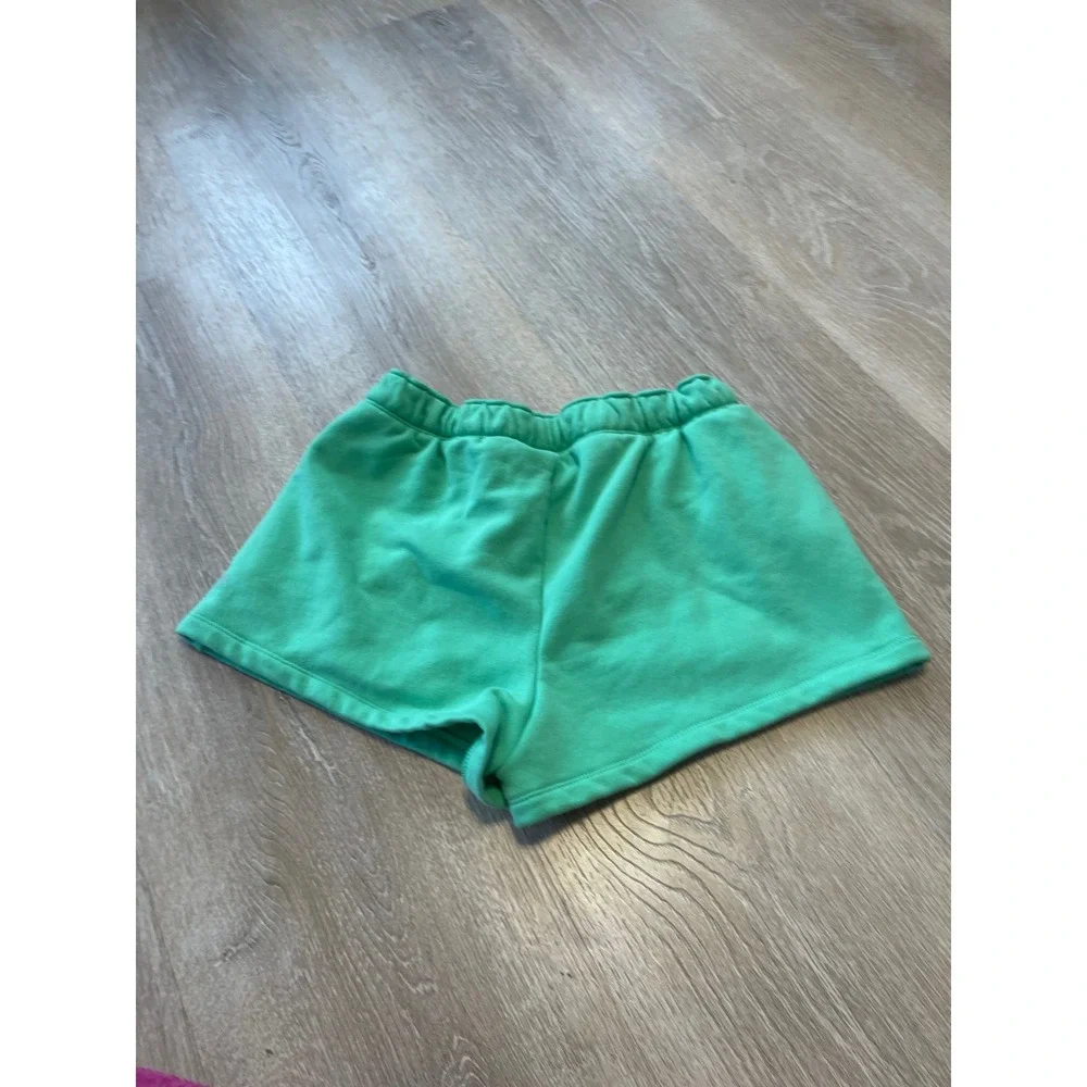 Athleta Girl Green Fleece Sweat Shorts Kids XL 14 Elastic Waist Activewear